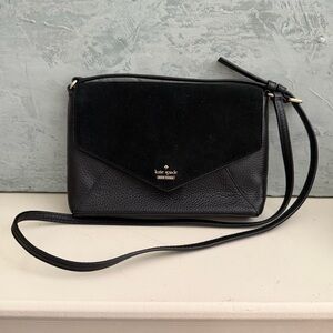 KATE SPADE Leather and suede Monday Spencer Court Crossbody Black